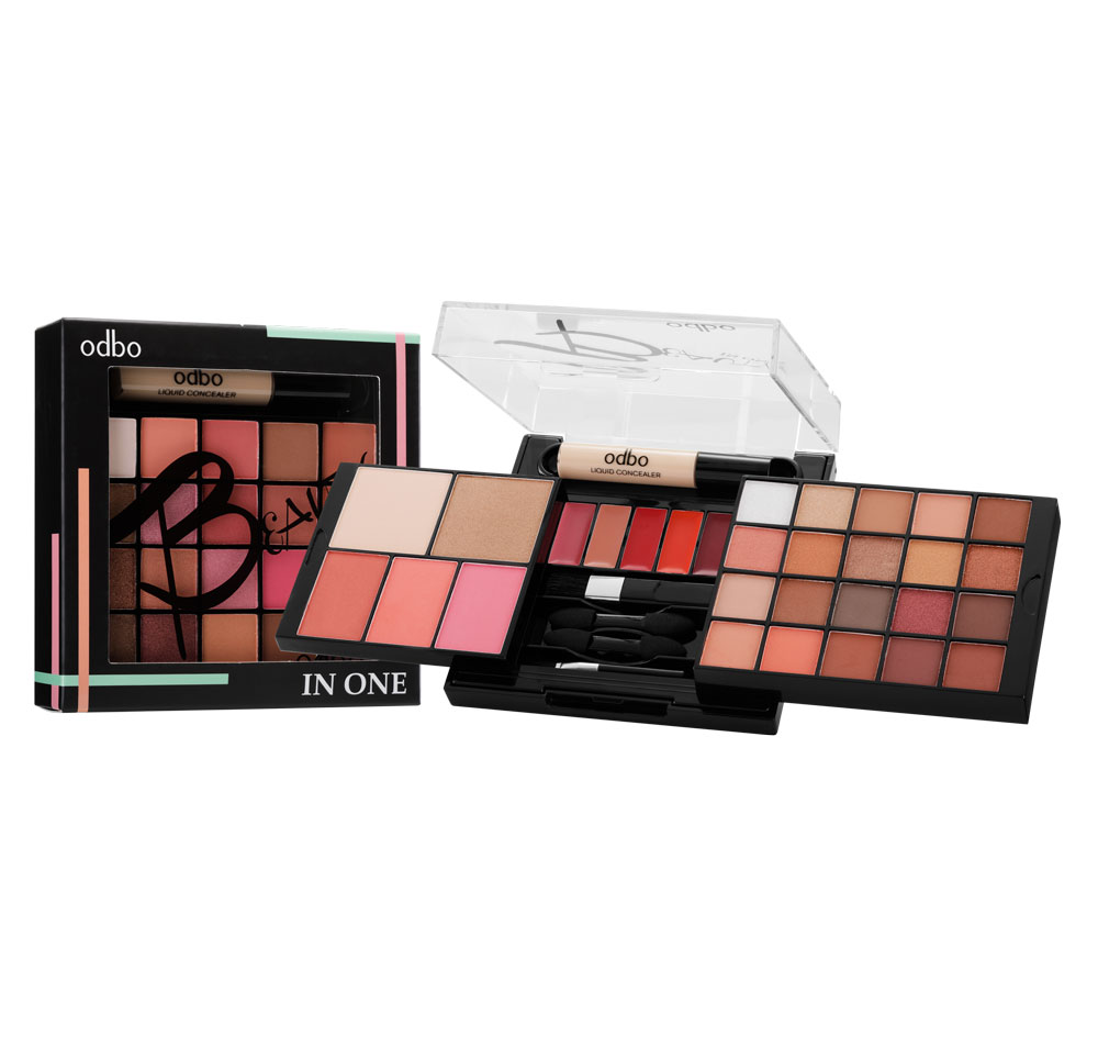 [Odbo] Bộ mỹ phẩm trang điểm Phấn phủ+mắt nhũ+Má hồng+highlight Thái Lan